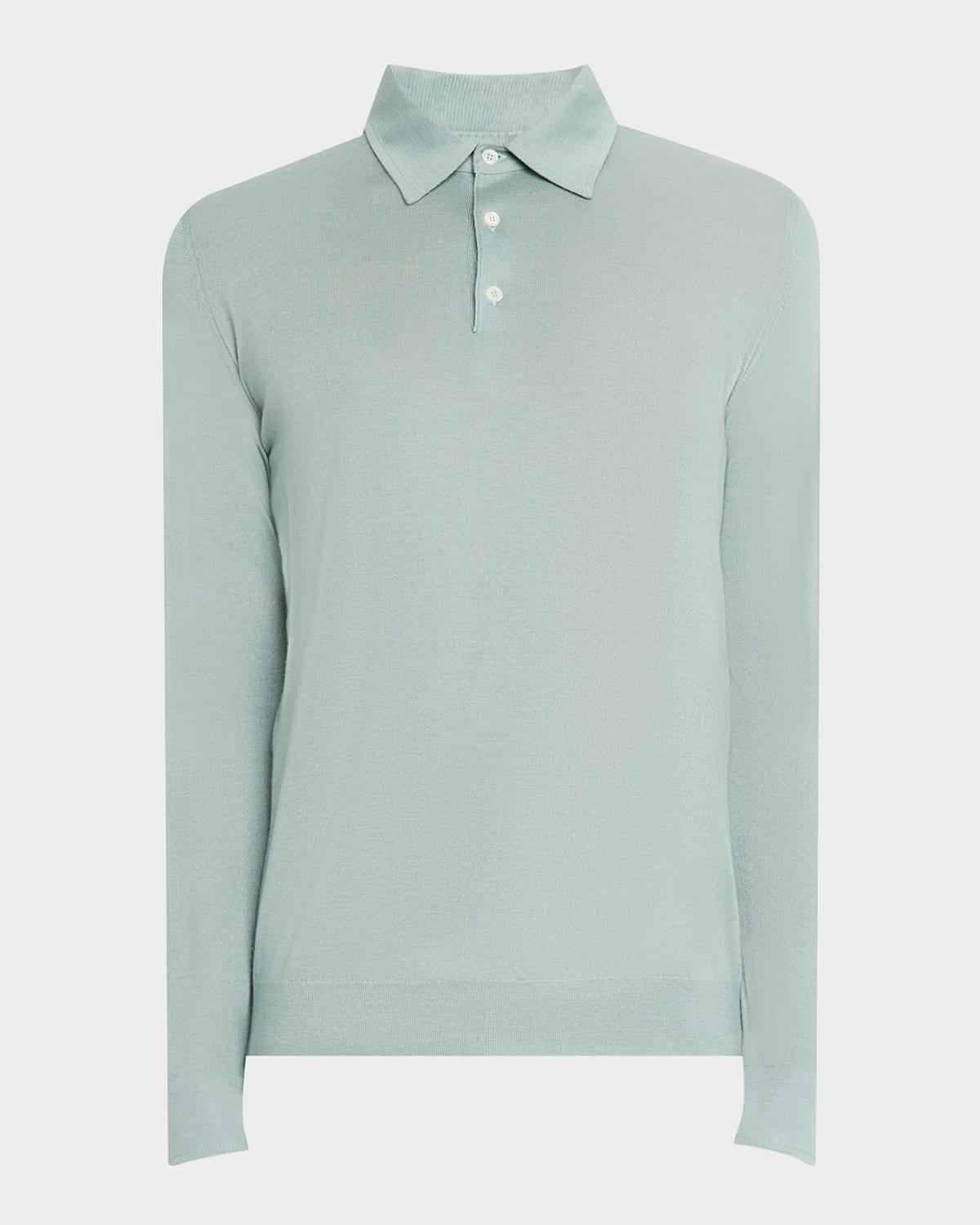 Mens Cashmere-Silk Polo Sweater Product Image