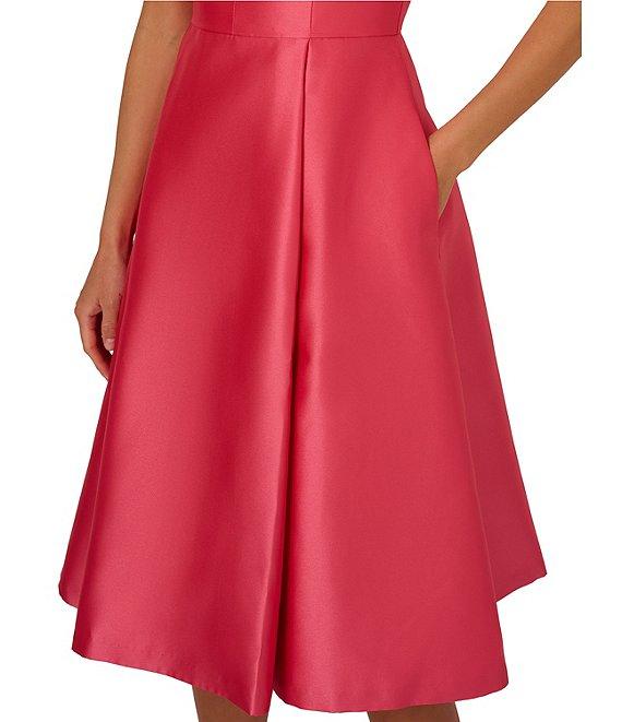 Adrianna Papell Sweetheart Neck Cutout Back Pleated Mikado Midi Dress Product Image