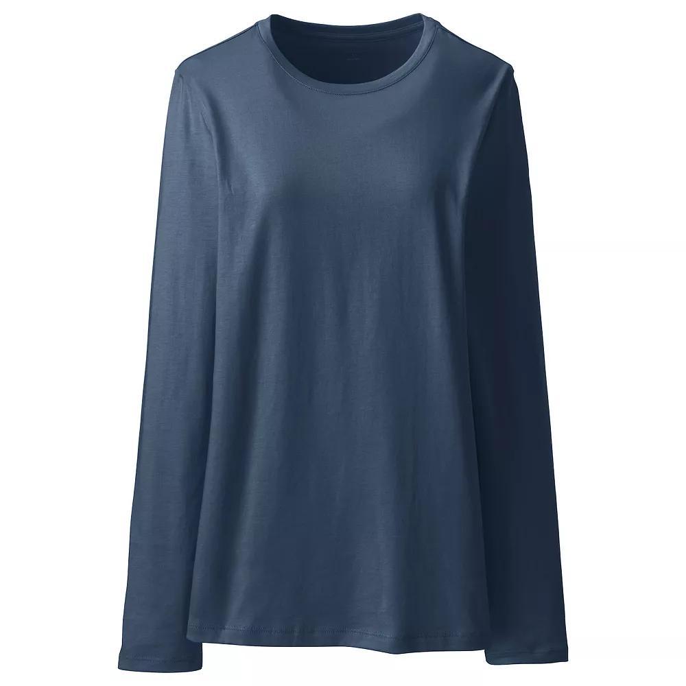 Petite Lands' End Relaxed-Fit Supima Long Sleeve Cotton Crewneck Tee, Women's,  Product Image