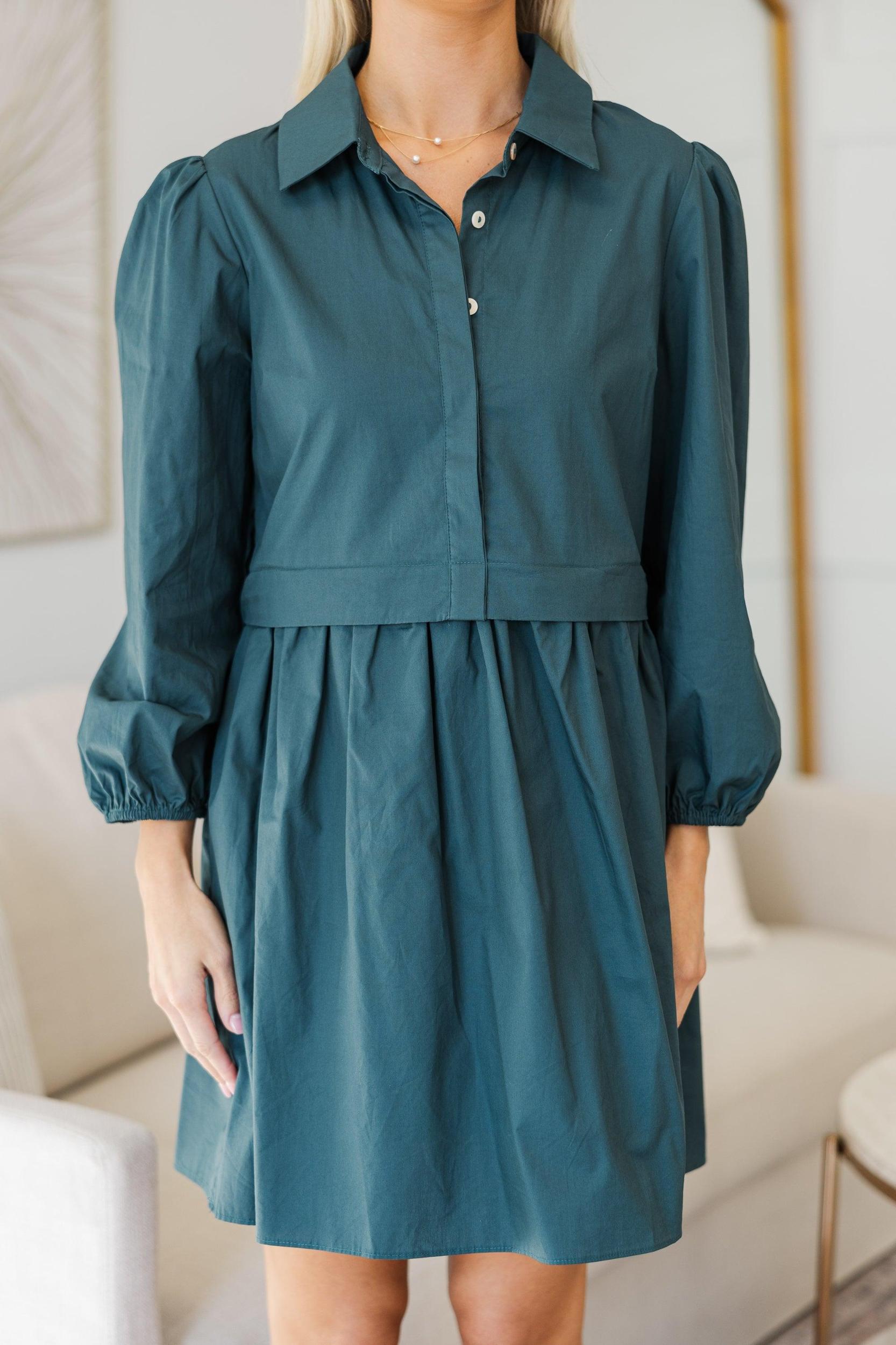 NURSING COLLECTION: Lots Of Love Teal Green Shirt Dress Female Product Image