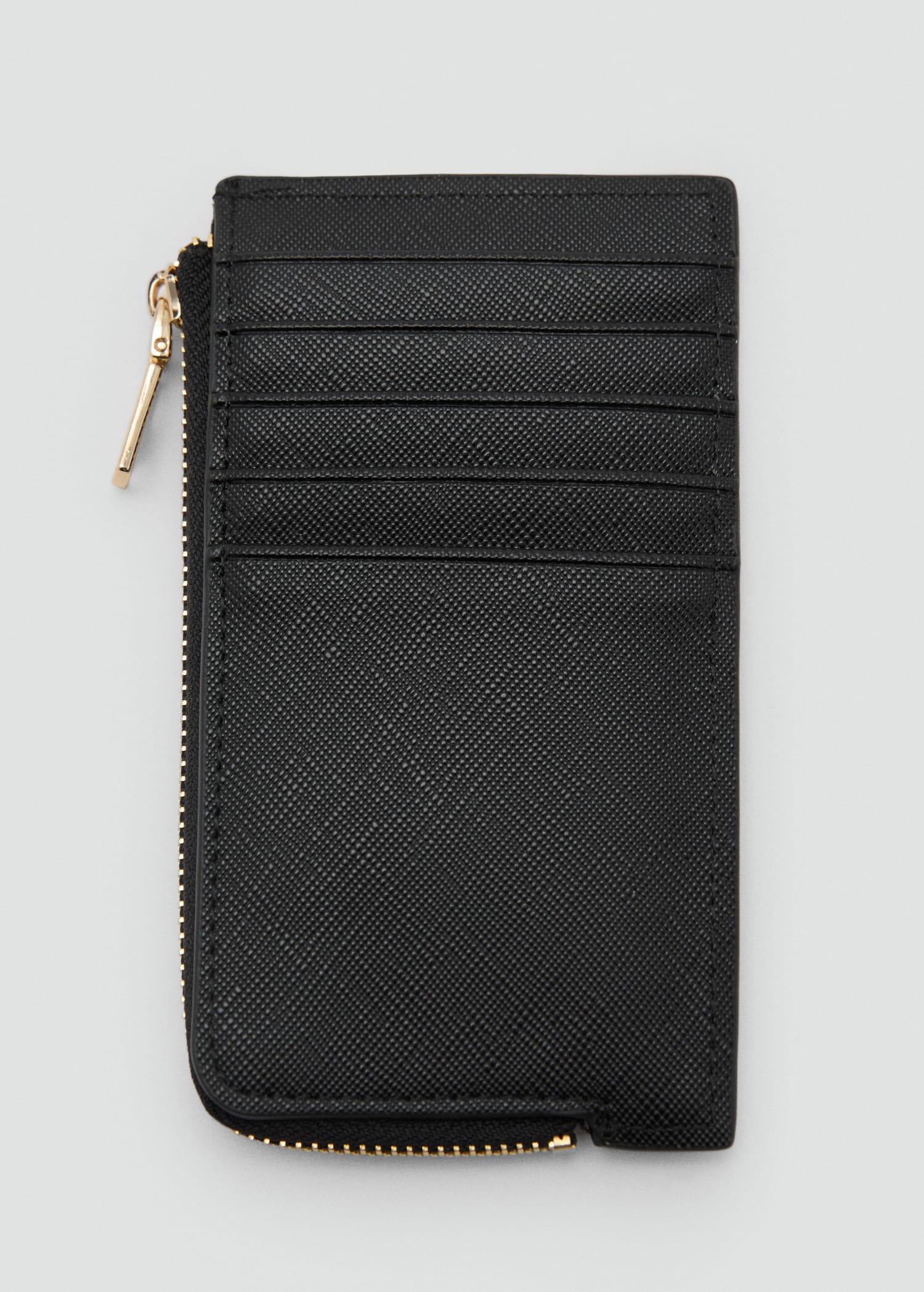 Saffiano-effect card holder with zipper - Women | MANGO USA Product Image