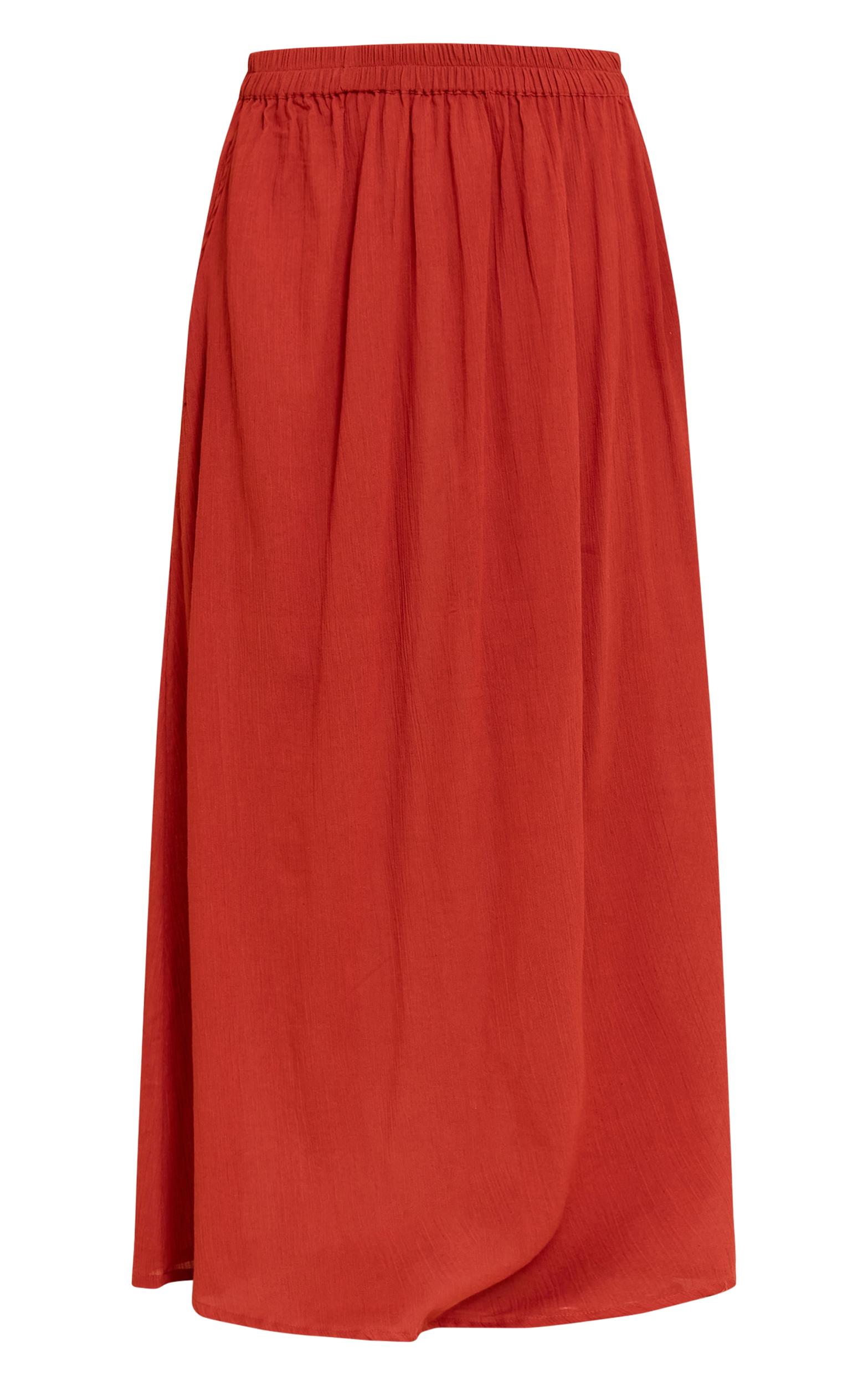 Rust Cotton Cheesecloth Elasticated Waist Maxi Skirt Product Image