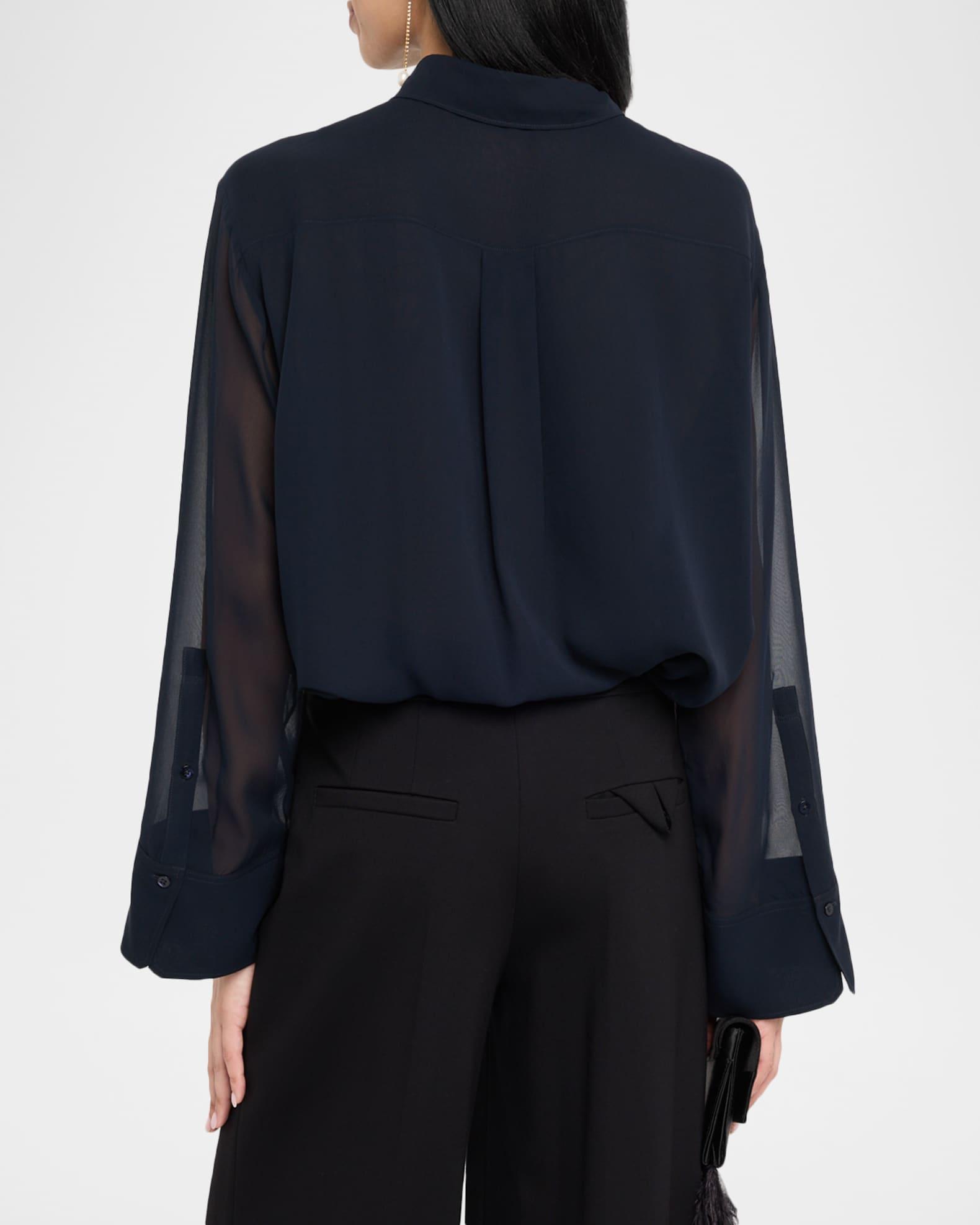 Sheer Dreams Ruffle-Trim Silk Georgette Blouse Product Image