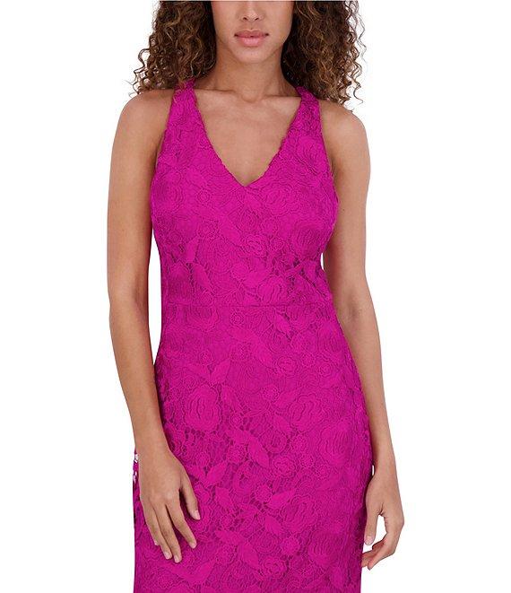 SIENA Lace V-Neck Sleeveless Strappy Back Flounce Hem Mermaid Midi Dress Product Image