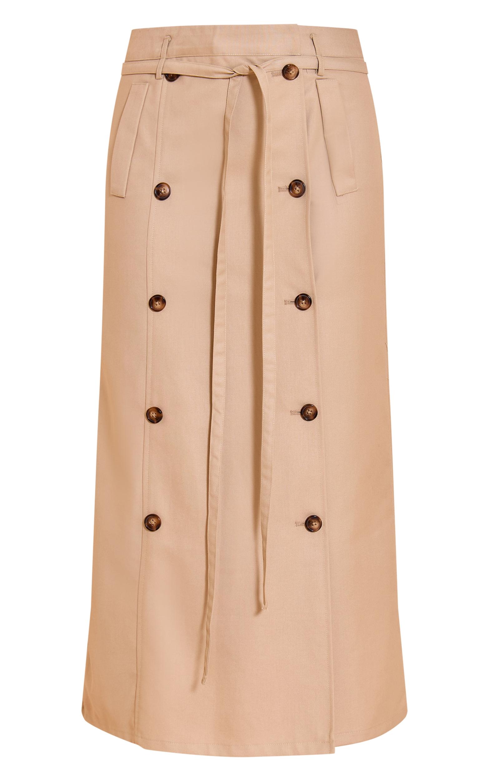 Camel Button Detail Tie Maxi Skirt Product Image