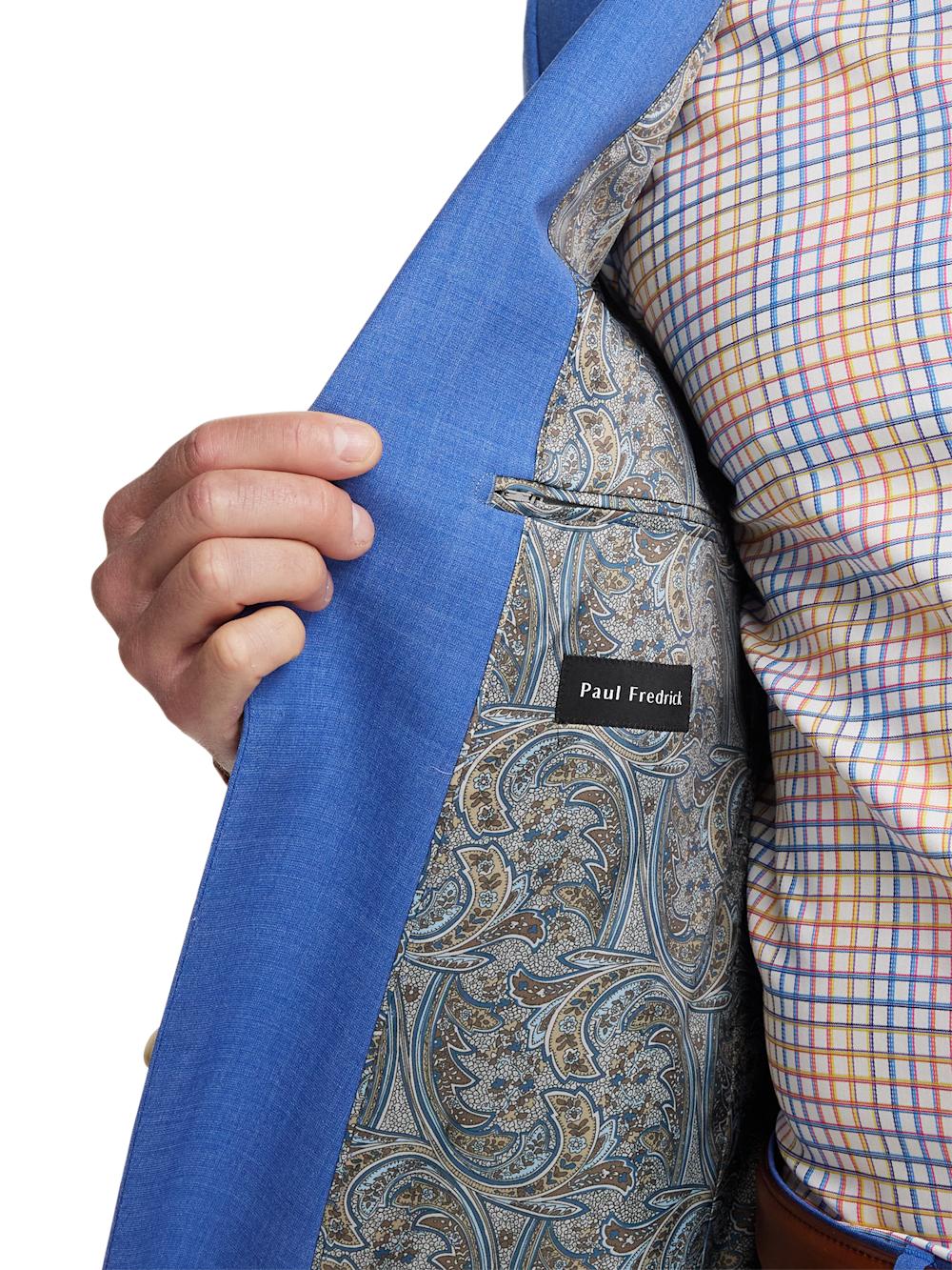 Wool Stretch Bengaline Peak Lapel Suit Jacket - French Blue Product Image