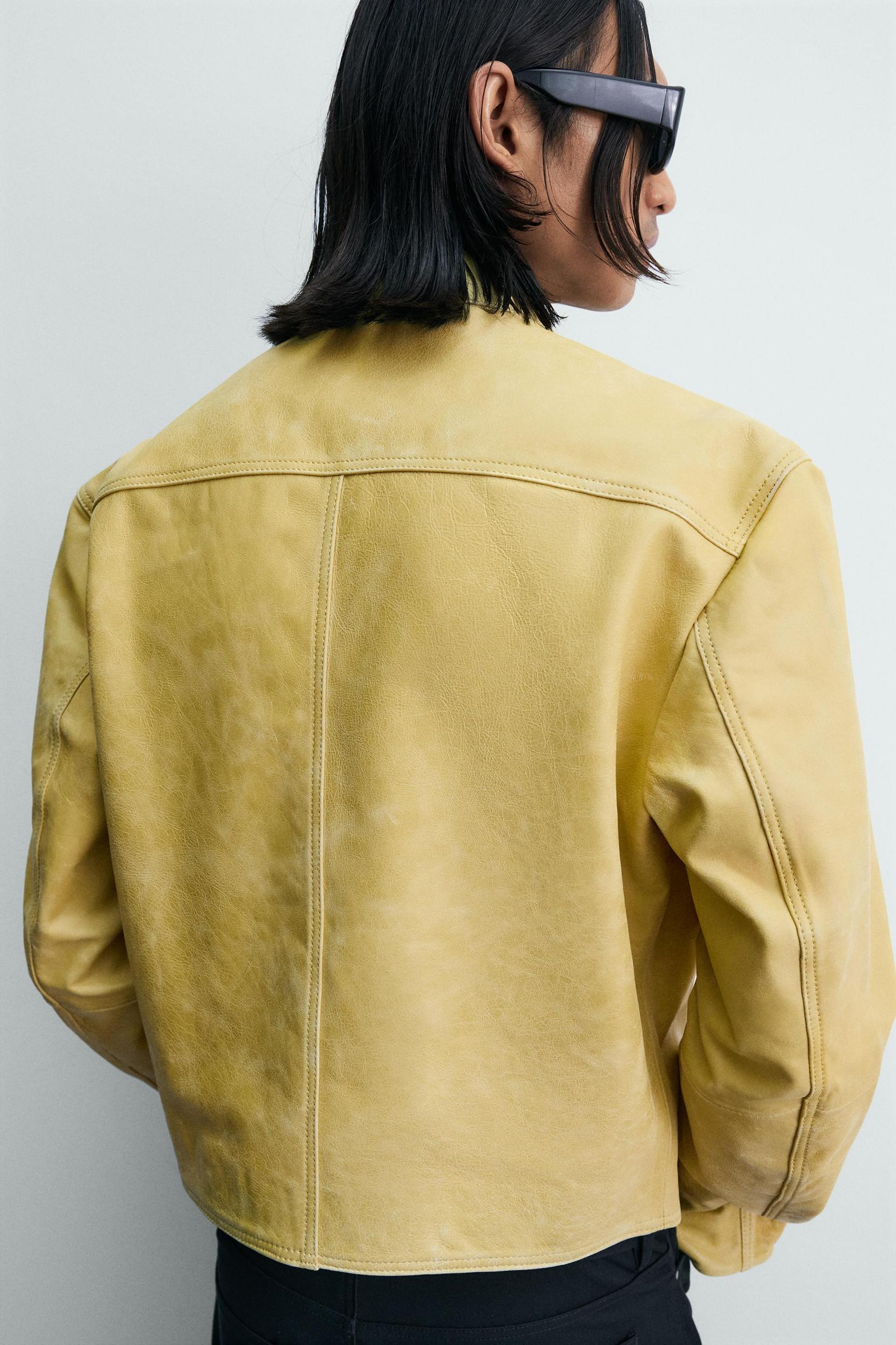 WASHED LEATHER CROPPED FIT JACKET Product Image