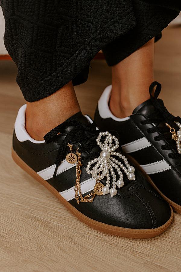 The Kimber Faux Leather Charm Sneakers in Black Product Image