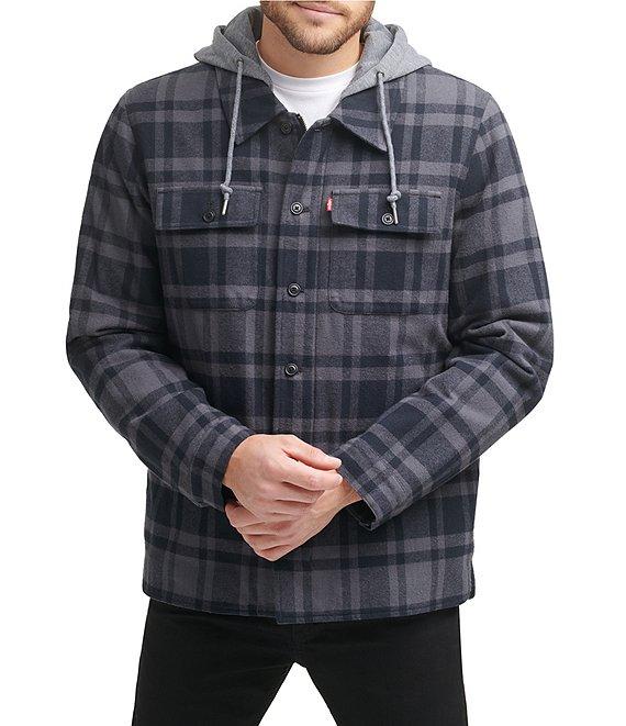 Levi's® Sherpa Lined Dark Plaid Shirt Jacket Product Image