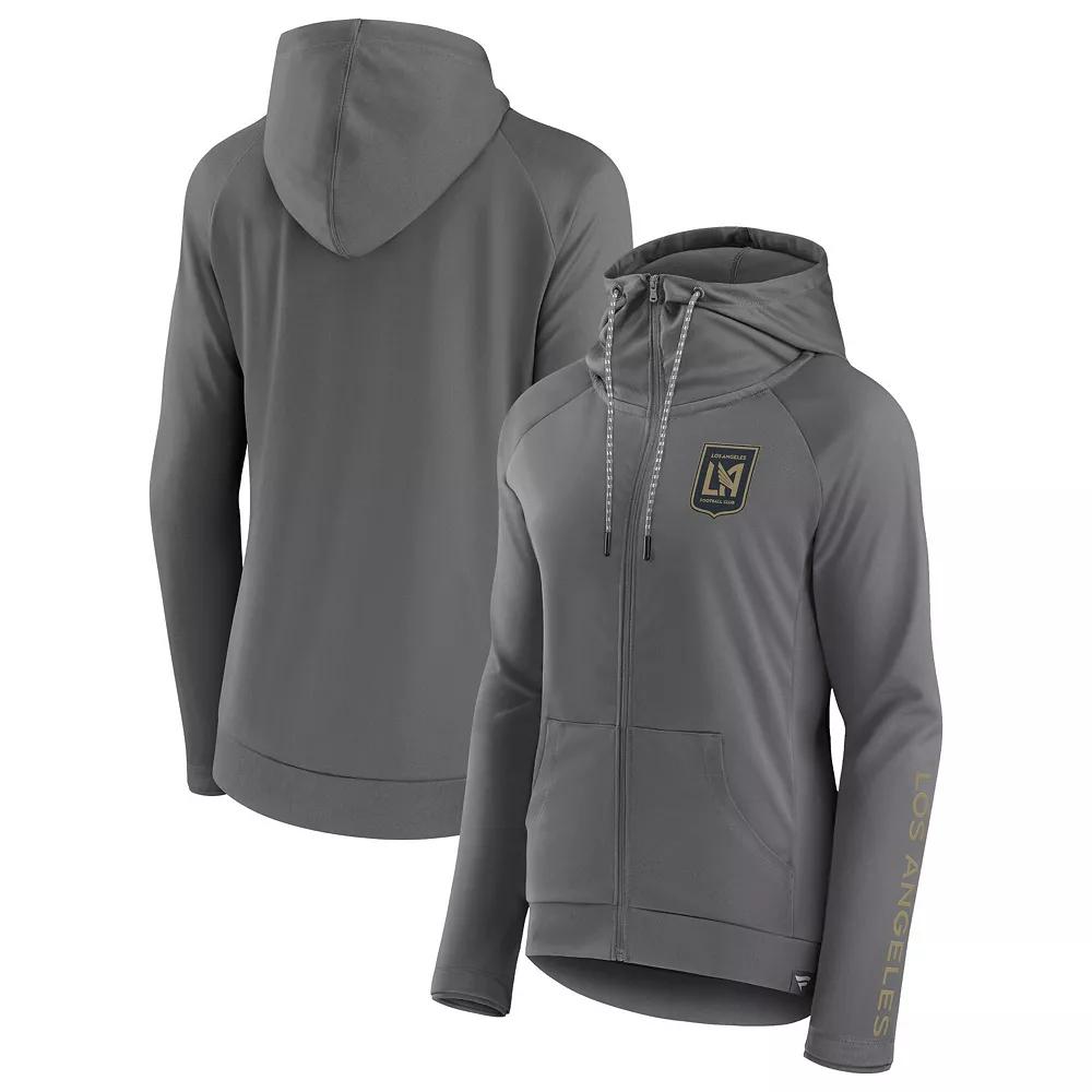 Women's Fanatics Gray LAFC Iconic Raglan Full-Zip Hoodie,  Product Image