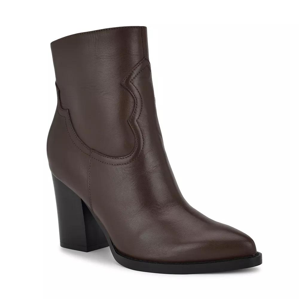 Nine West Taytay Women's Block Heel Dress Ankle Boots, Size: 8.5, Dark Brown Leather Product Image