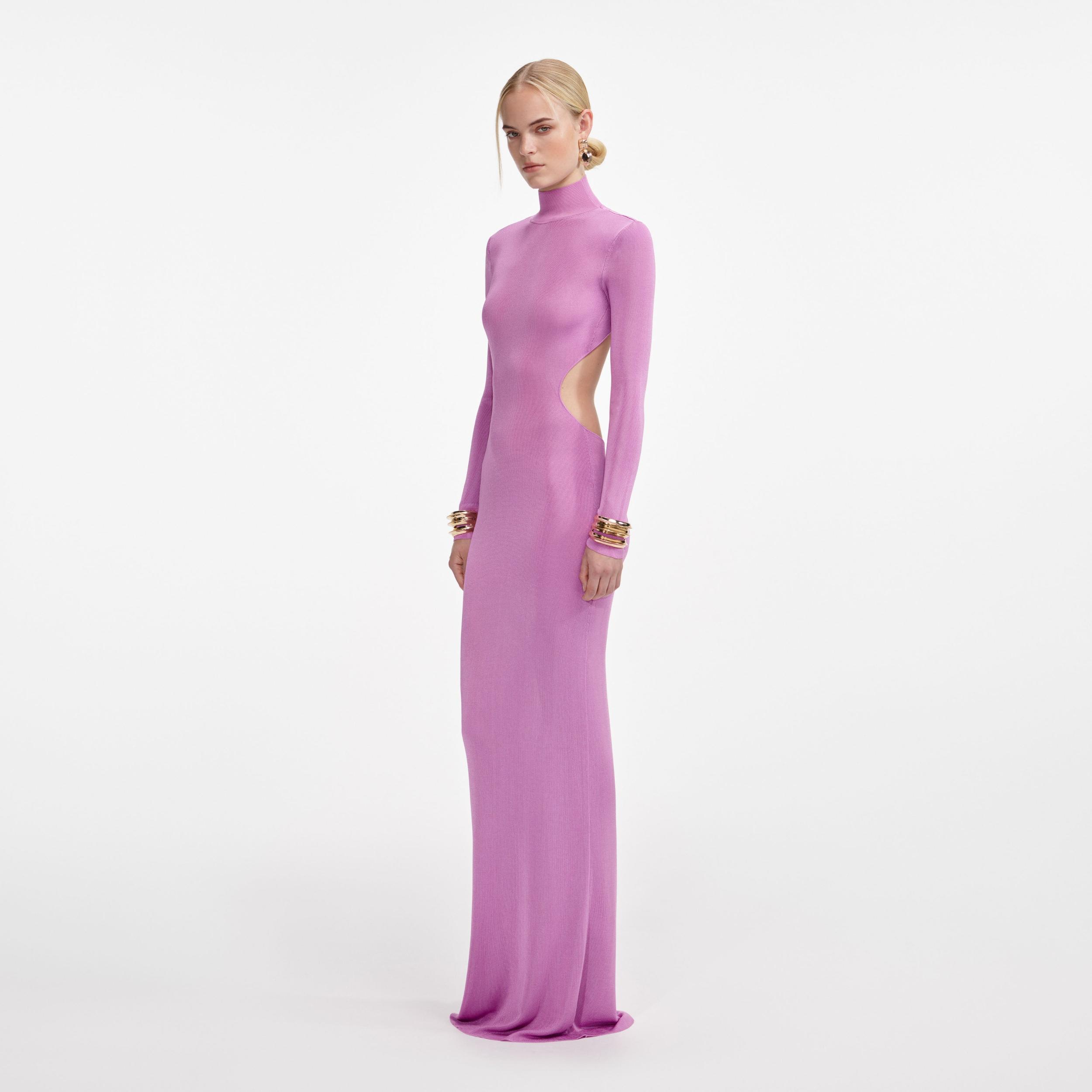 Pink Viscose Knit Maxi Dress Product Image