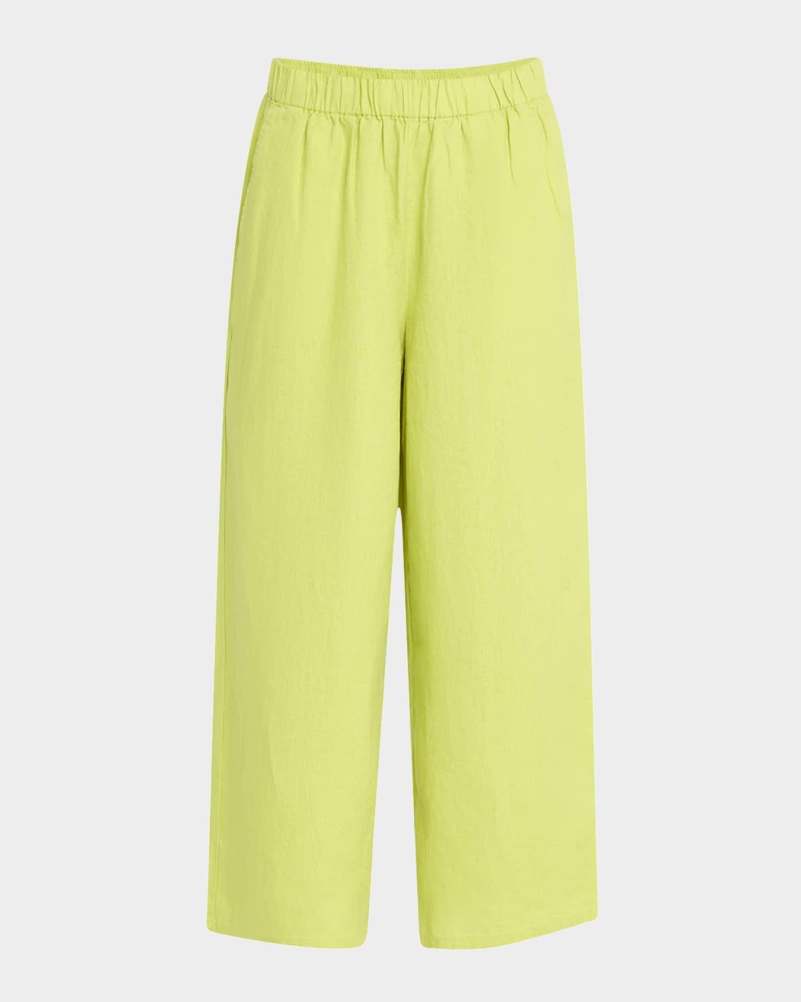Petite Cropped Wide-Leg Organic Linen Pants Product Image