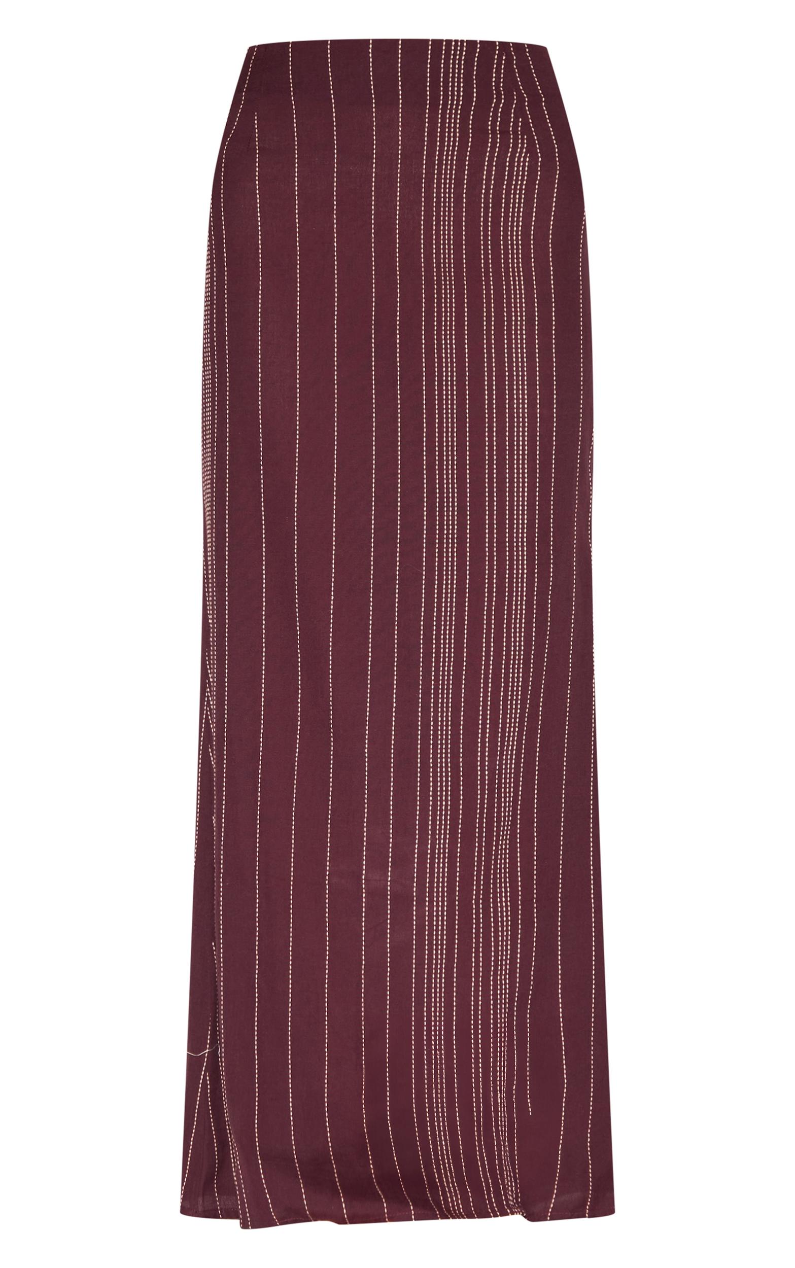  Dark Brown Embroidered Stripe Maxi Skirt Product Image