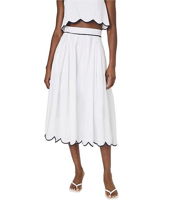 French Connection Alexis Cotton Scallop Hem Midi Skirt Product Image