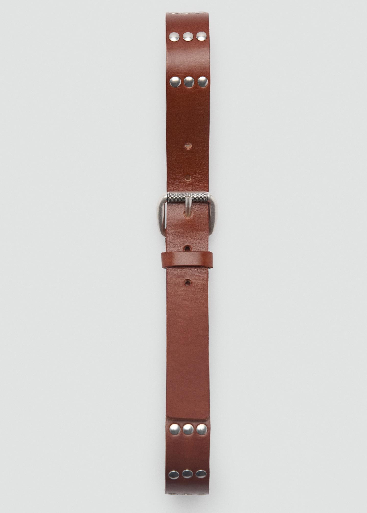 Stud leather belt - Women | MANGO USA Product Image