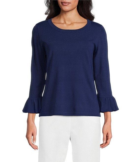 Investments 3/4 Flounce Sleeve Crew Neck Top Product Image