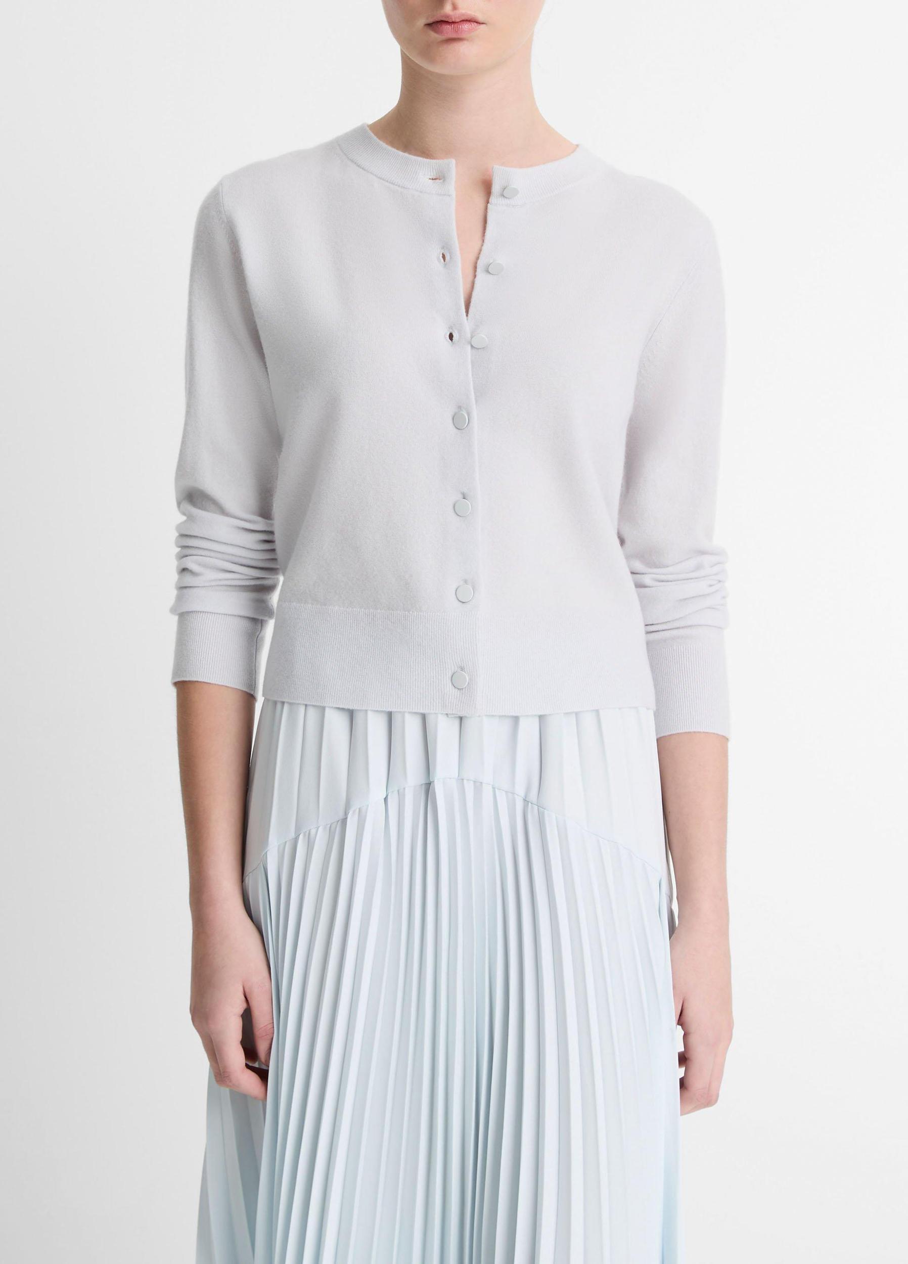 Wool & Cashmere-Blend Tipped Half-Moon Cardigan Product Image