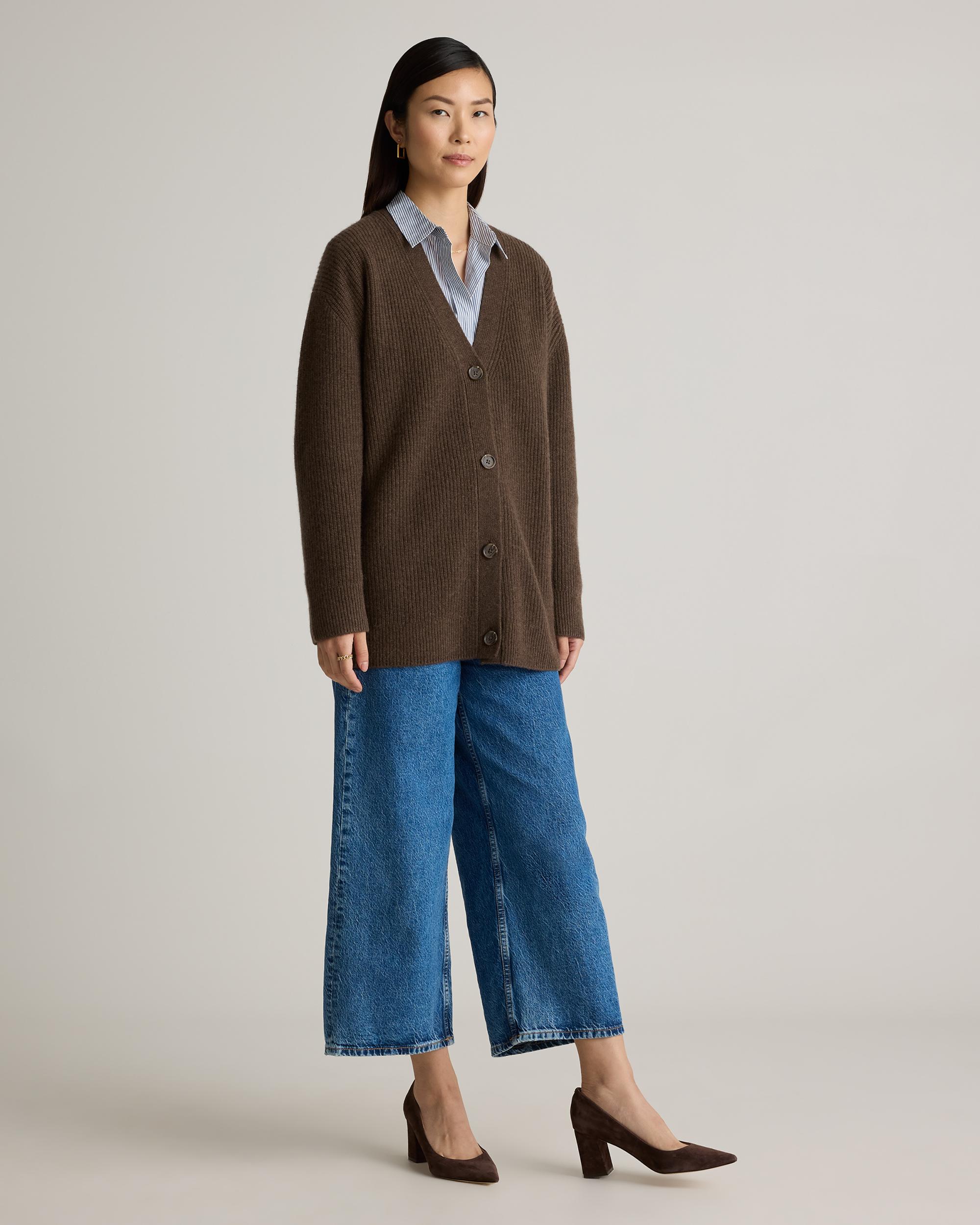 Quince | Women's Mongolian Cashmere Oversized Boyfriend Cardigan Sweater Size XL Product Image