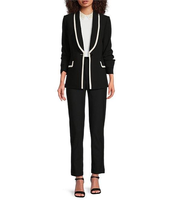 KARL LAGERFELD PARIS Stretch Contrast Trim Long Sleeve Jacket Product Image