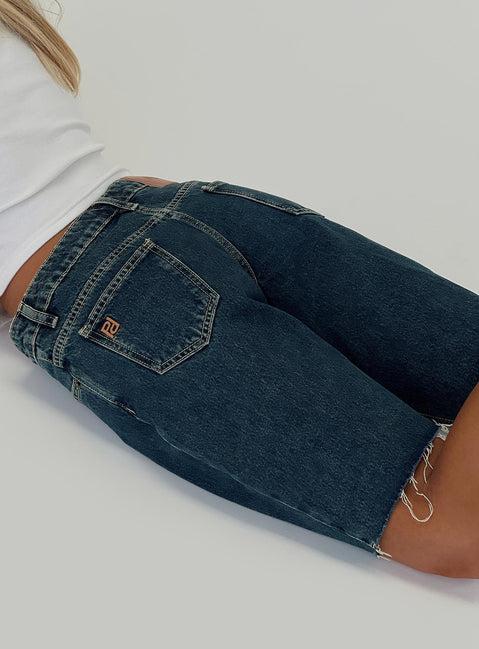 Cult Classic Longline Denim Shorts Vintage Wash Product Image