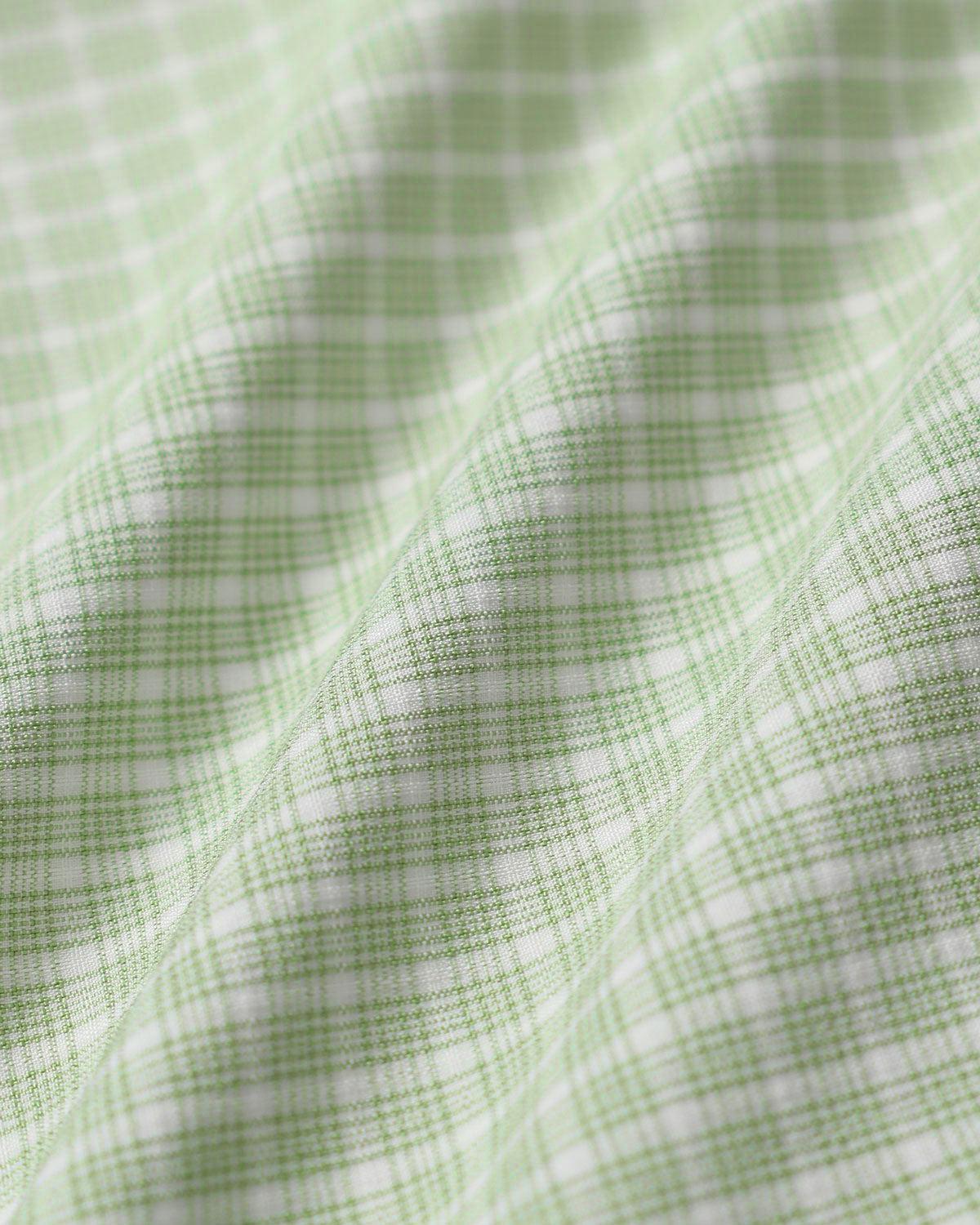 Green Plaid Square Neck Shirred Slip Mini Dress Product Image