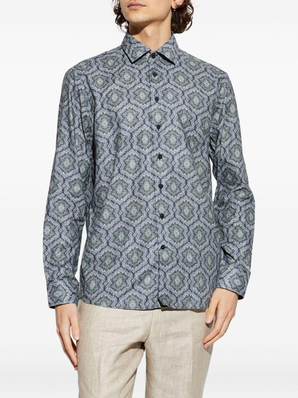 geometric-print long-sleeve shirt Product Image