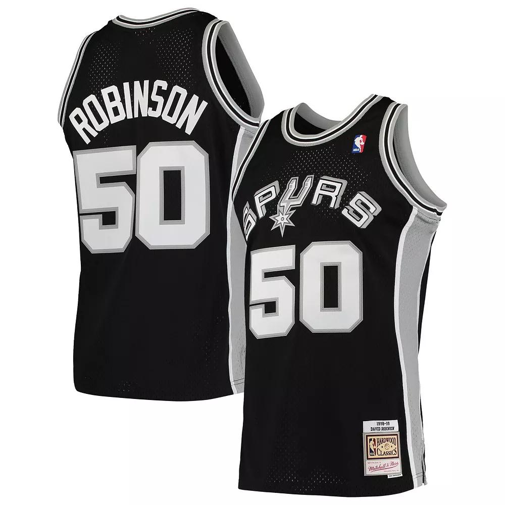 Men's Mitchell & Ness David Robinson Black San Antonio Spurs Hardwood Classics Swingman Jersey, Size: Small Product Image