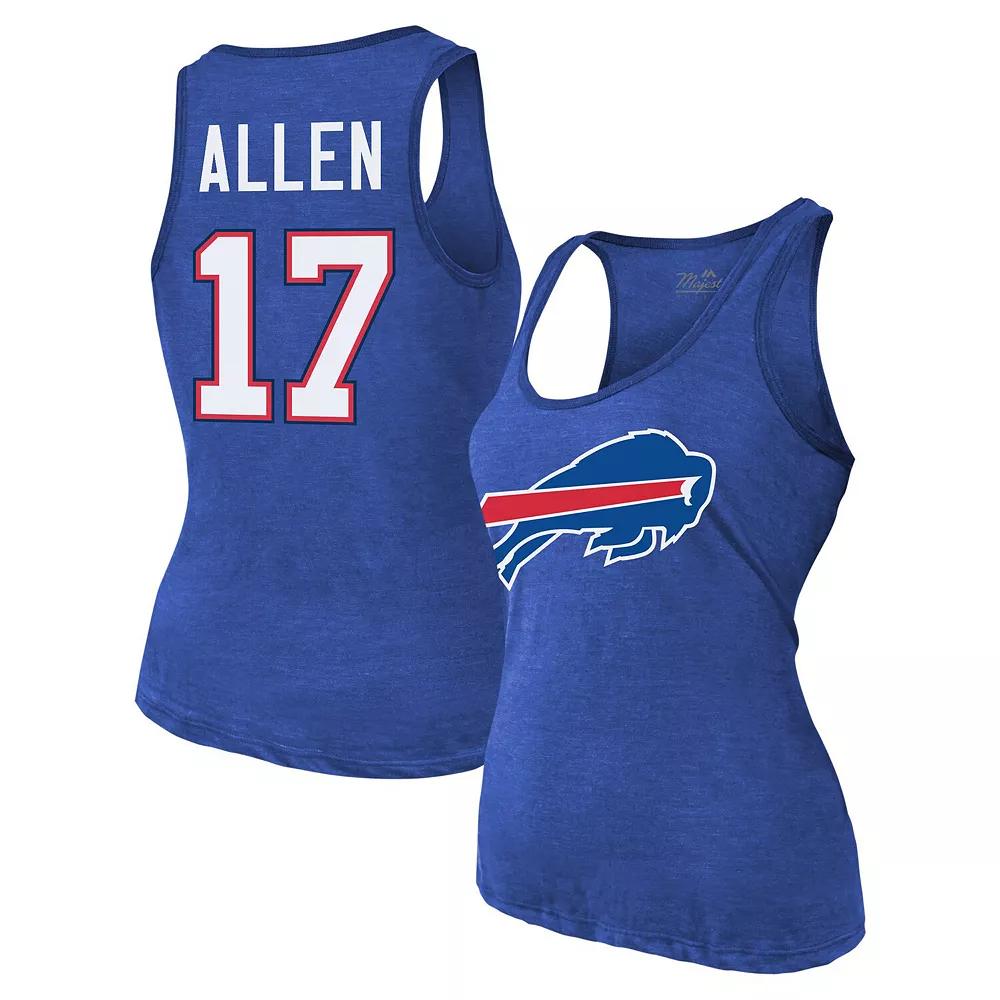 Women's Majestic Threads Josh Allen Royal Buffalo Bills Name & Number Tri-Blend Tank Top,  Product Image