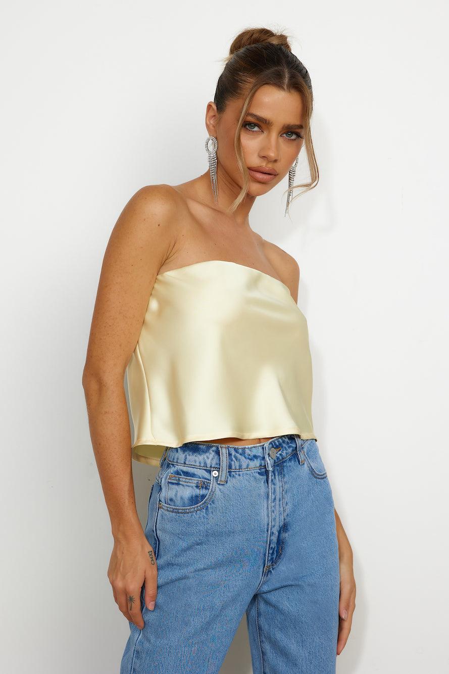 Fresh Style Satin Top Yellow Product Image