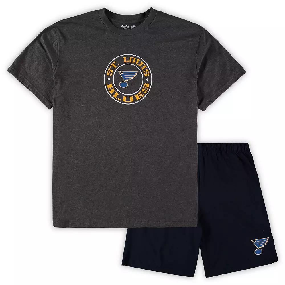 Men's Concepts Sport Blue/Heathered Charcoal St. Louis Blues Big & Tall T-Shirt & Shorts Sleep Set, Size: 4XB Product Image