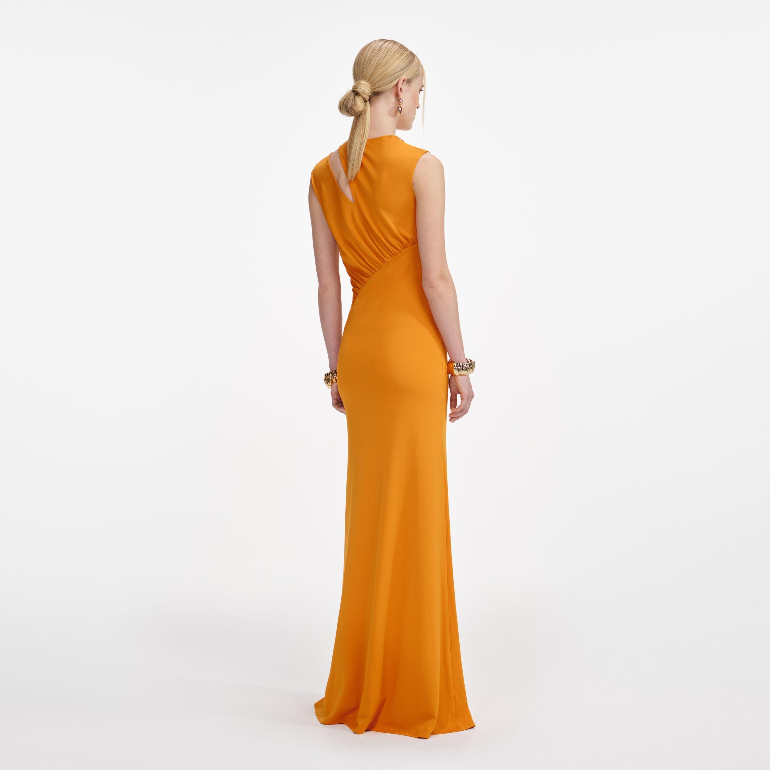 Burnt Orange Jersey Cut Out Maxi Dress Product Image