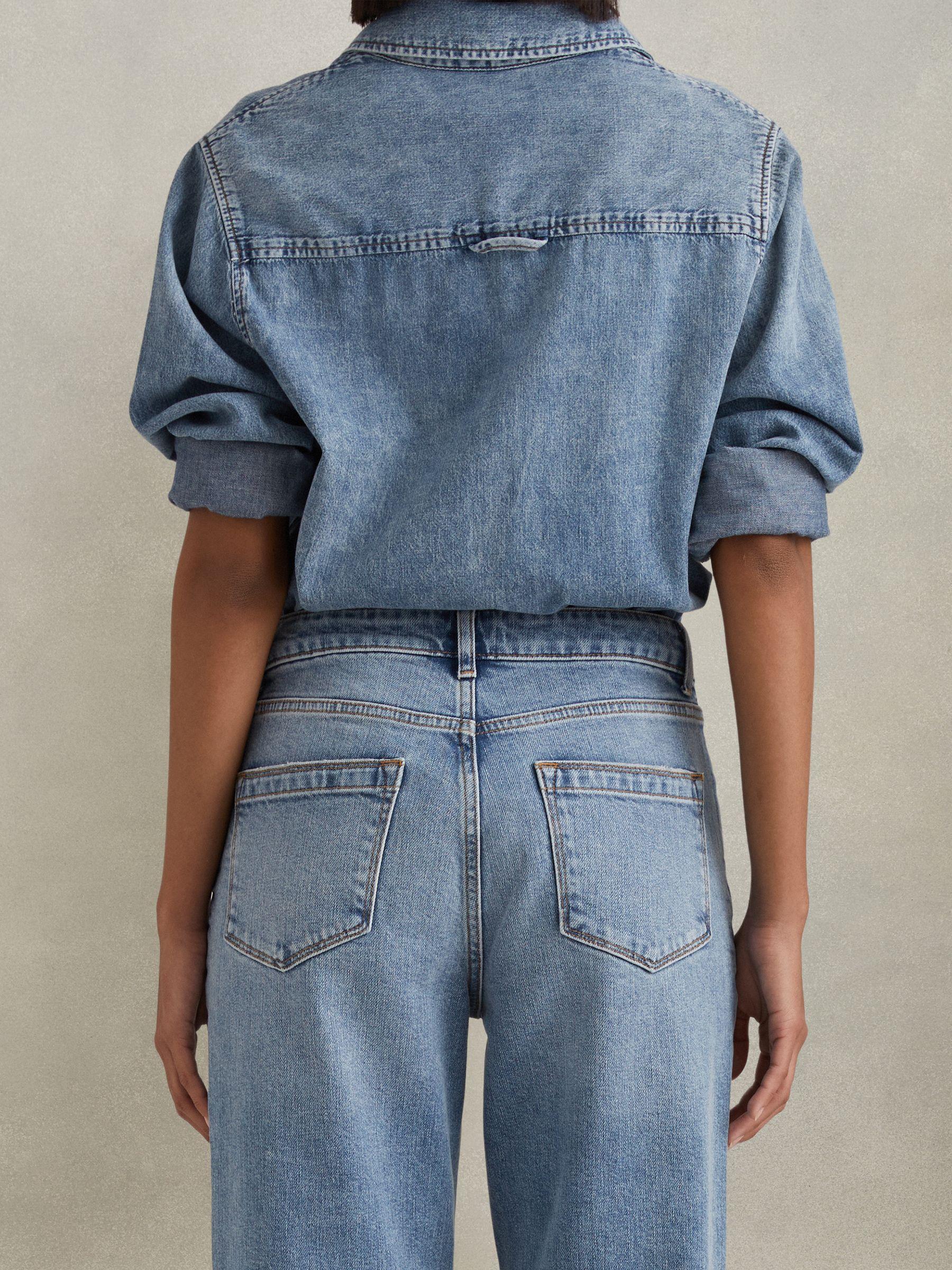 Linen Wide-Leg Whipstitch Trousers in White Product Image