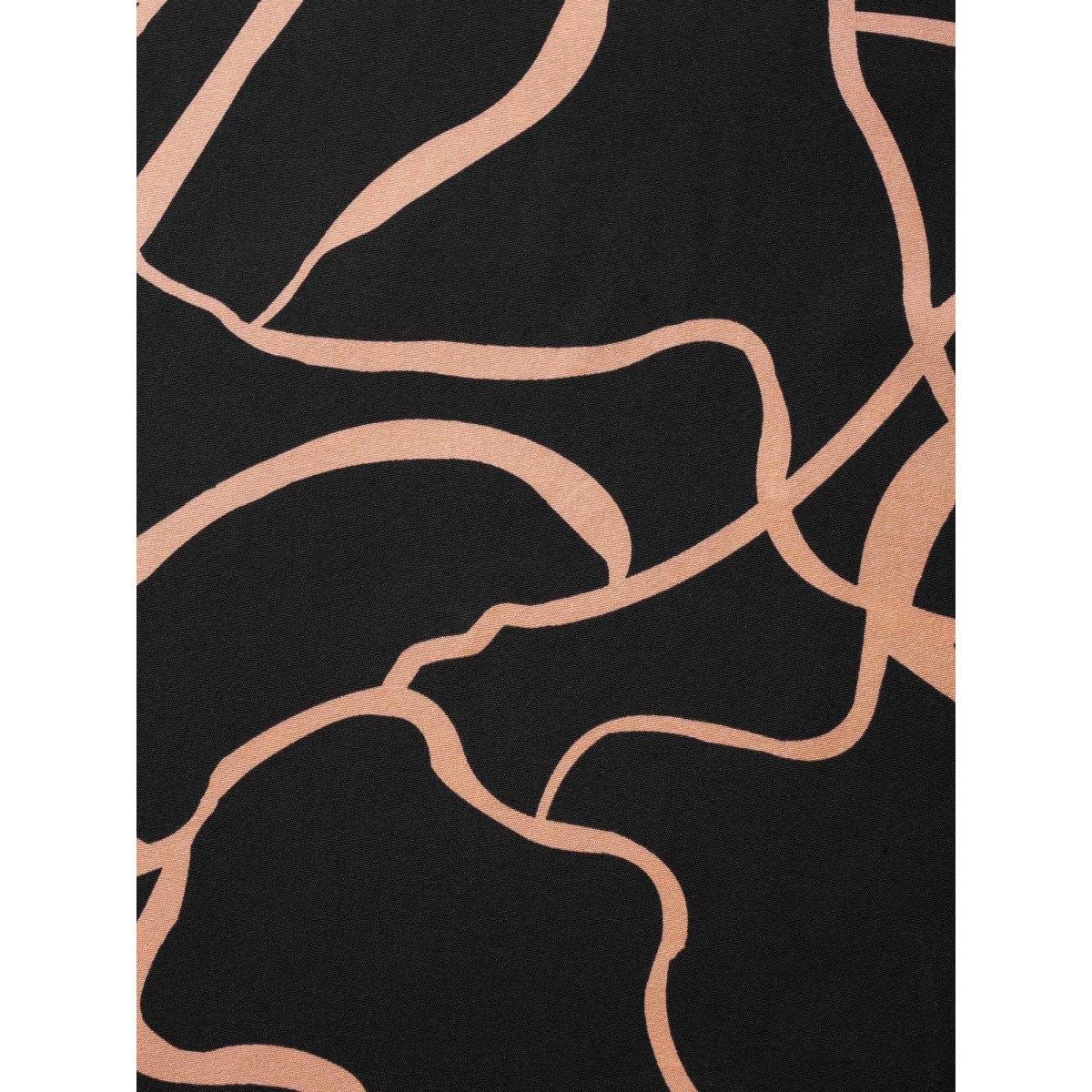 Plus Size Black Abstract Print Suit Collar Belted Jumpsuit Women At the Office Sleeveless Suit Collar Work Loose Jumpsuits BloomChic 28/5X Product Image