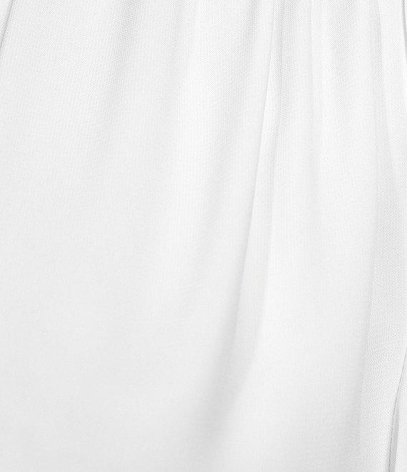 Calvin Klein Solid Crepe de Chine Split V-Neck Long Sleeve Blouse Product Image