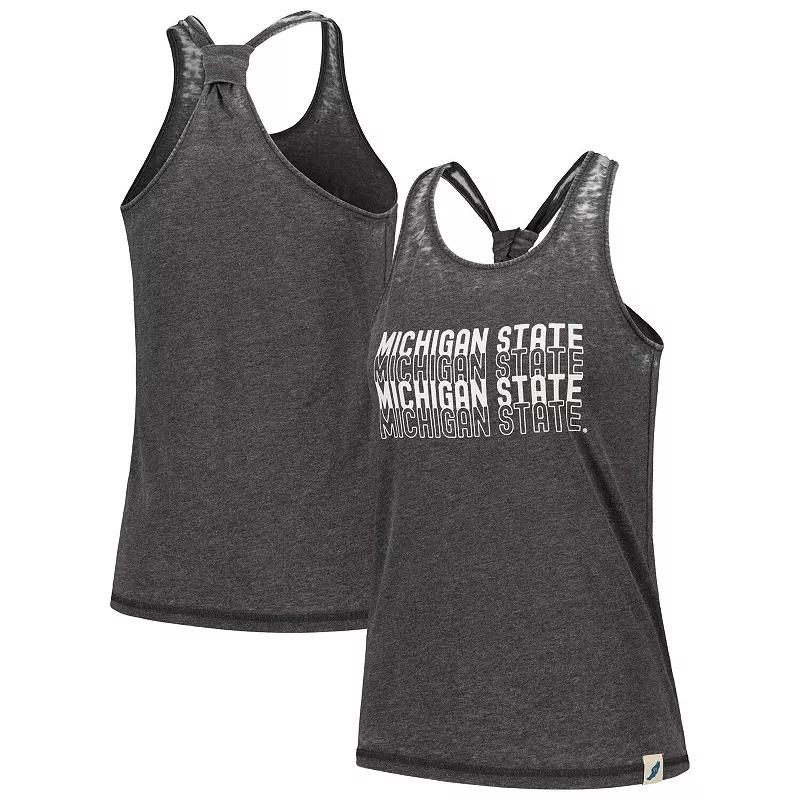 Women's League Collegiate Wear Black Michigan State Spartans Stacked Name Racerback Tank Top,  Product Image