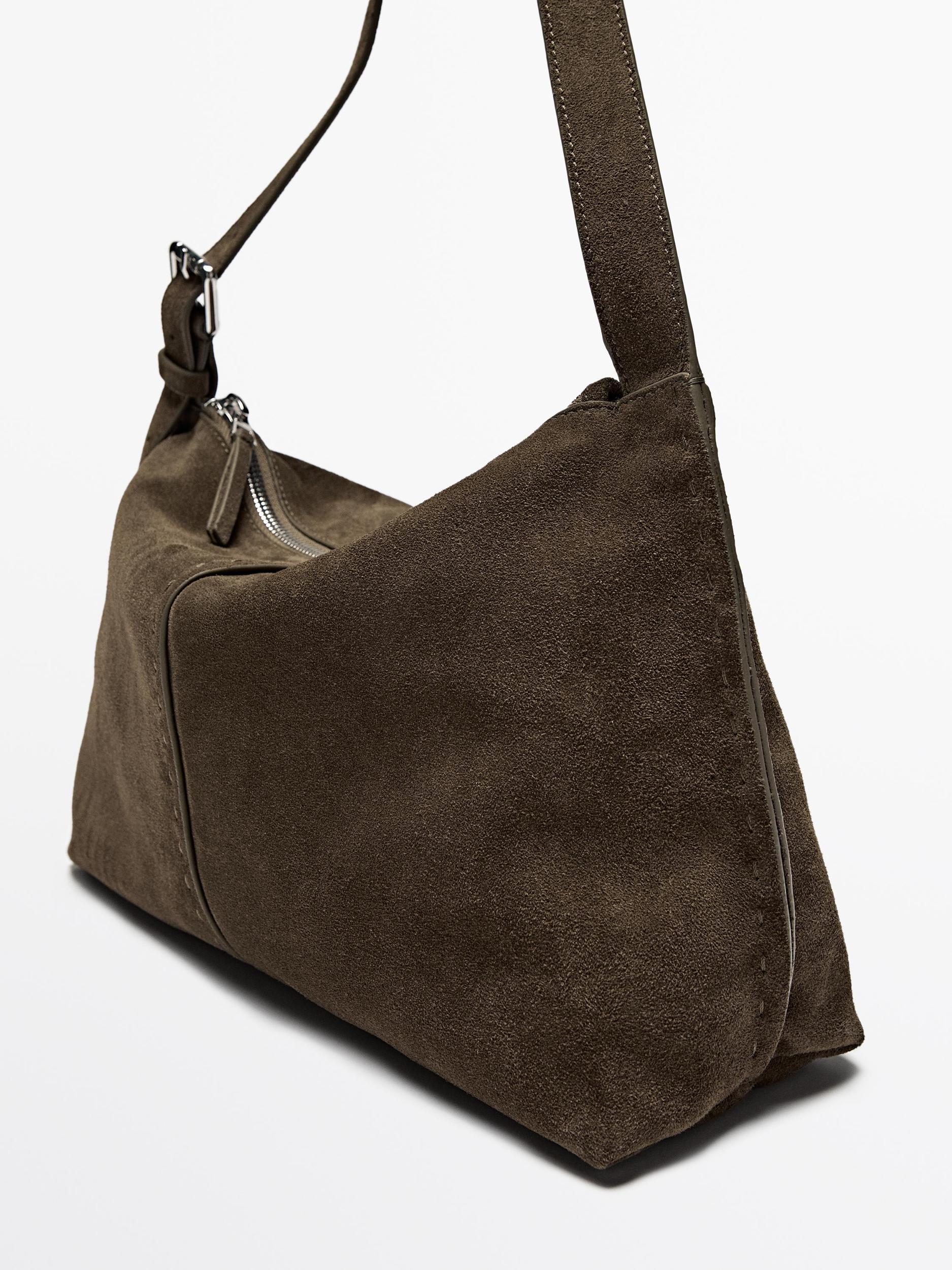 Split suede leather crossbody bag Product Image