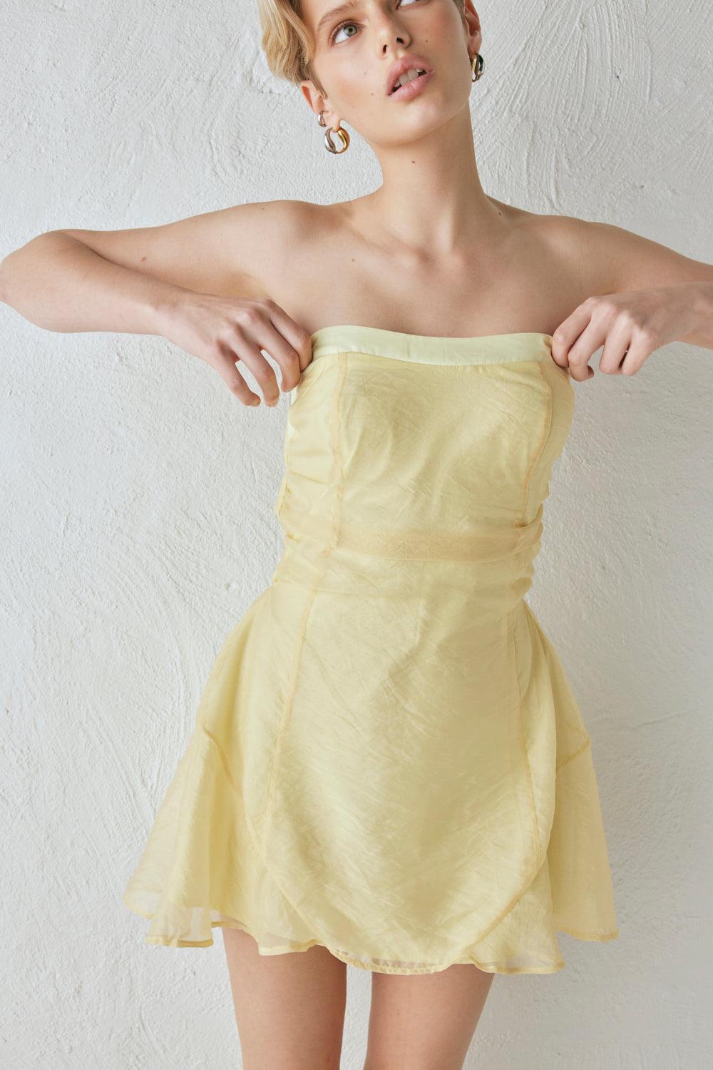 Paloma Mini Dress Lemon Product Image