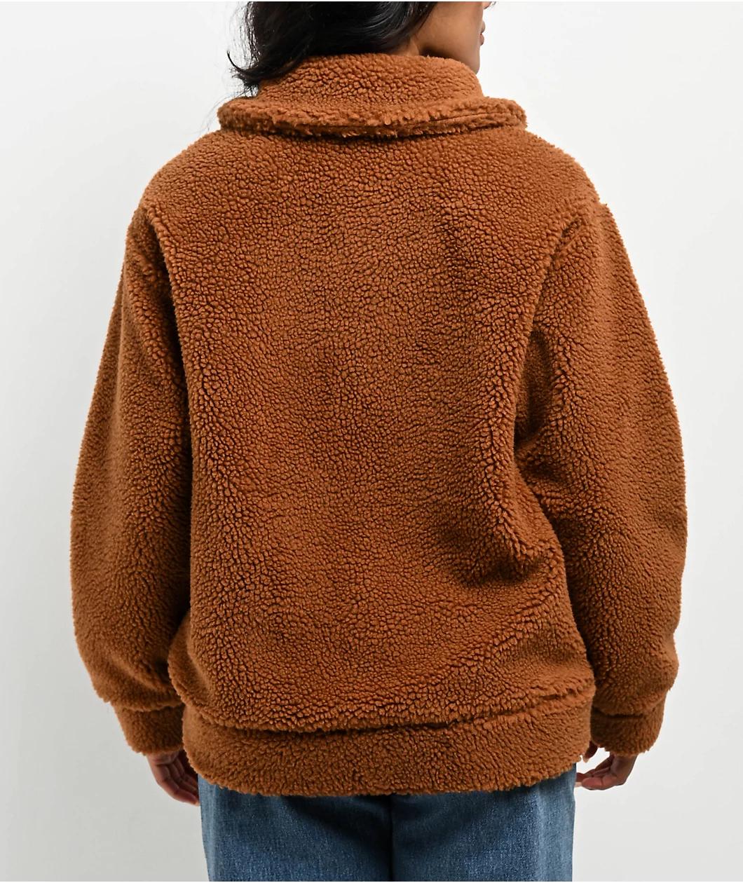 24COLOURS Sherpa Brown Zip Jacket Product Image
