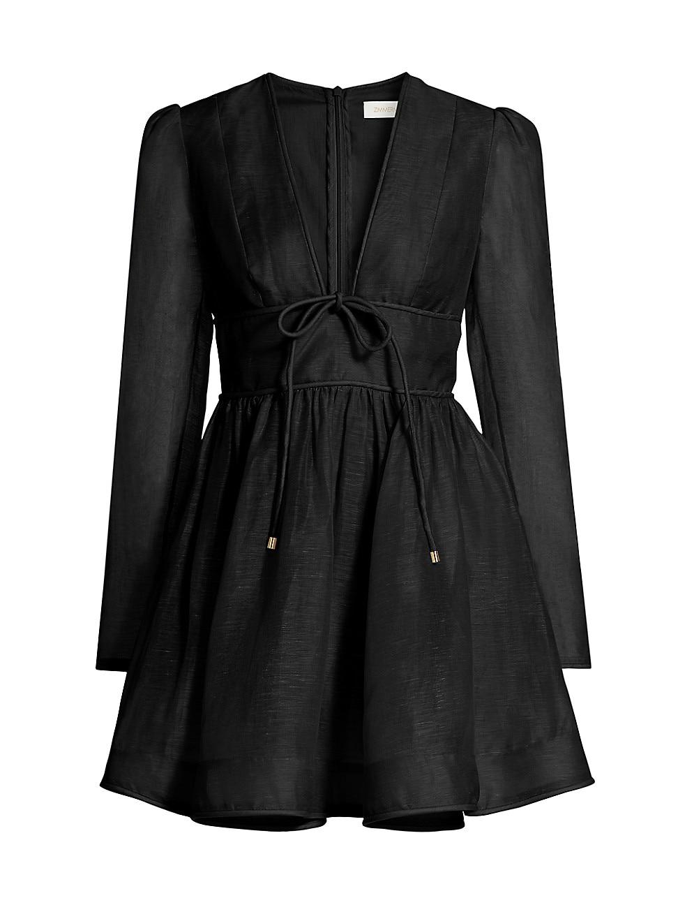 Womens Eden Linen & Silk Plunging V-Neck Minidress Product Image