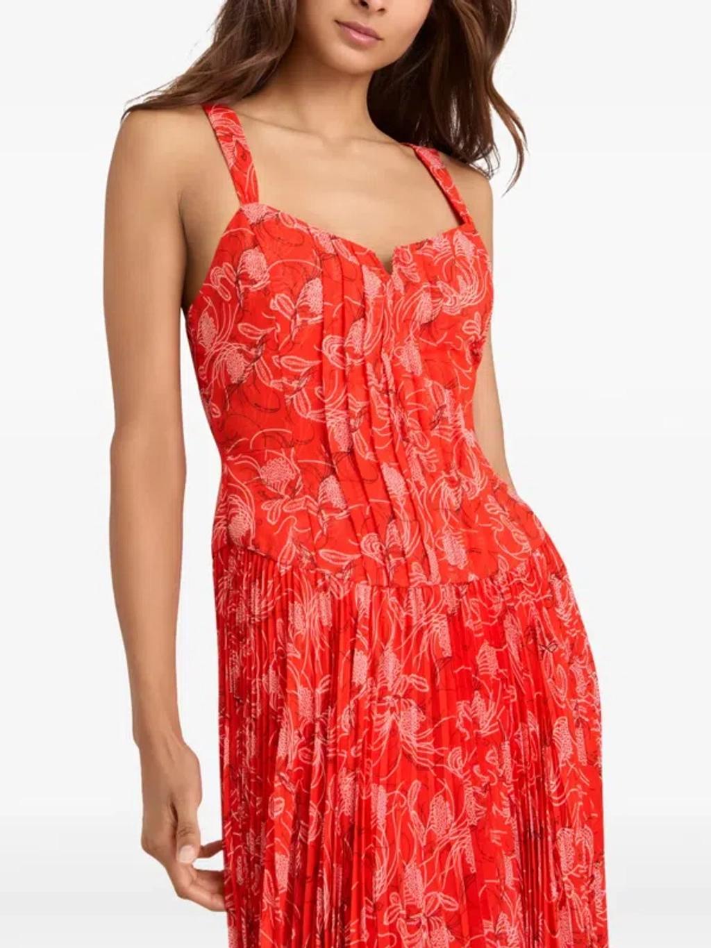 CINQ À SEPT Botanical Floral Print Sleeveless Maxi Dress In Orange Product Image