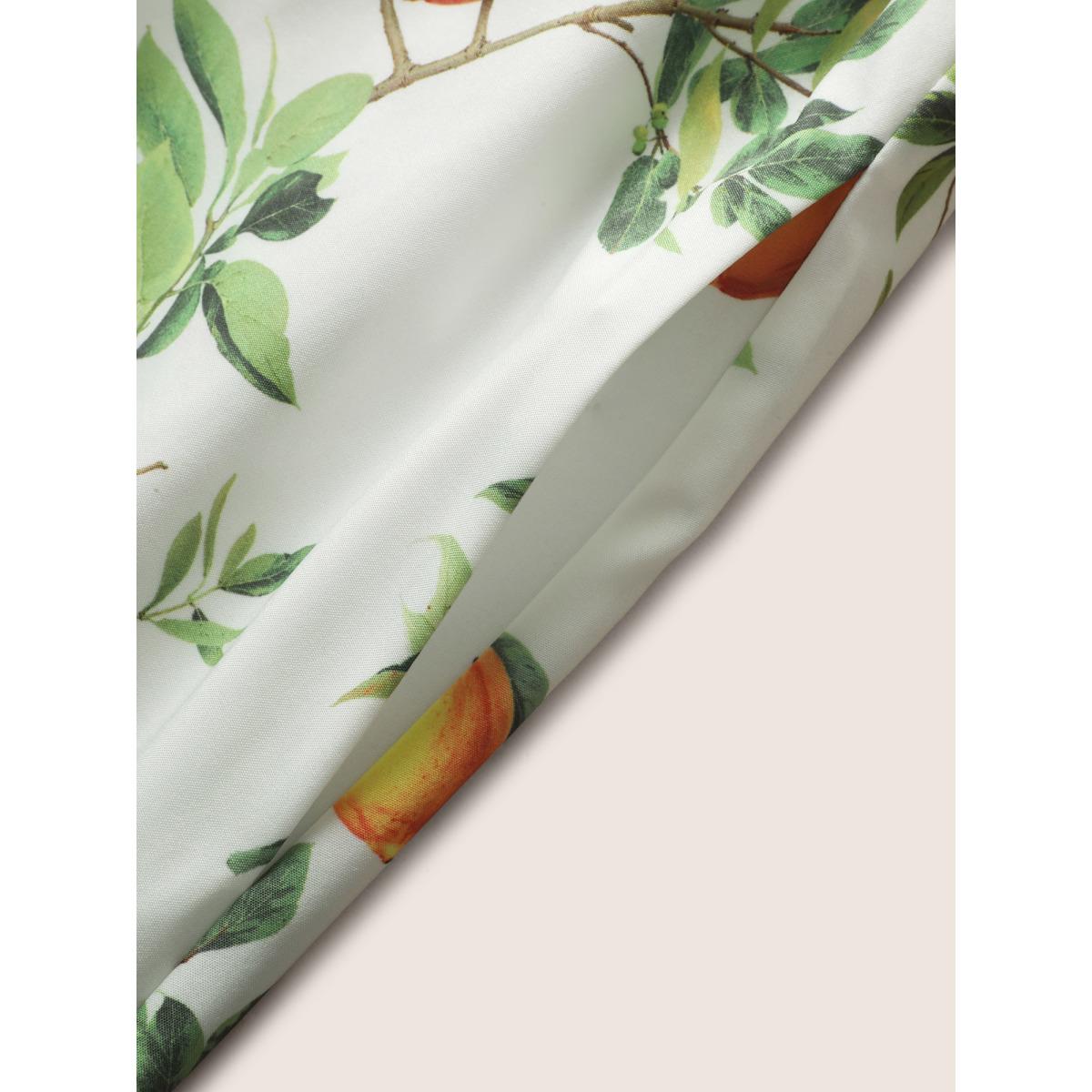 Plus Size Citrus Lemon Print Elastic Waist Halter Neck Dress Ivory Women Elegant Non Halter neck Sleeveless Curvy Midi Dress BloomChic 12/L Product Image