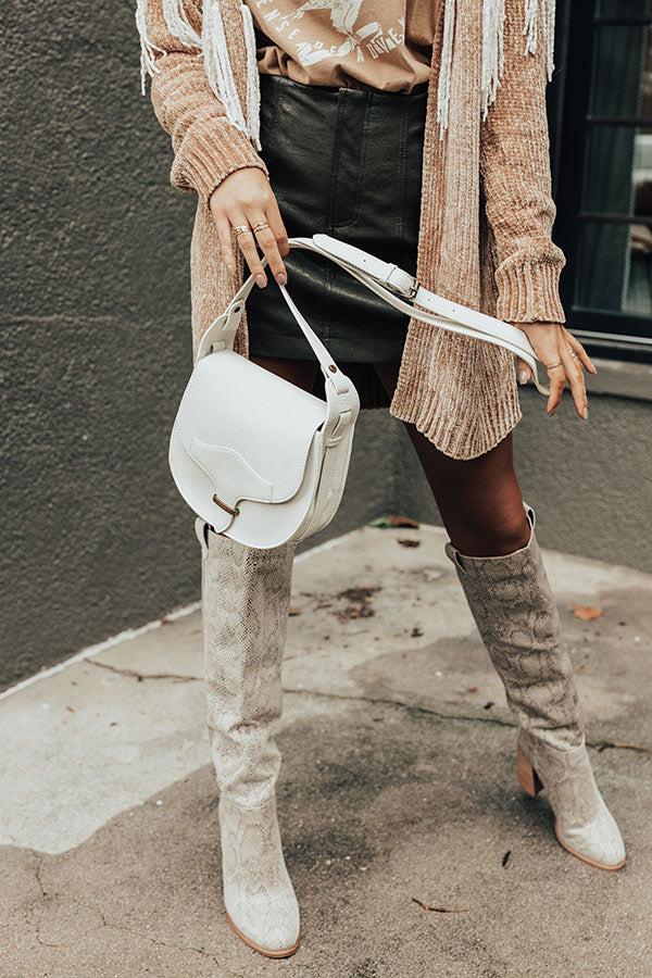 Stating Facts Faux Leather Crossbody In Ivory Product Image