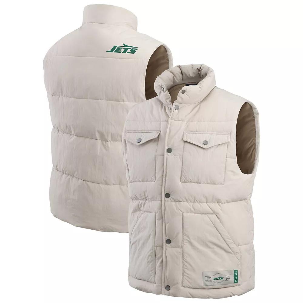 Men's Darius Rucker Collection by Fanatics Cream New York Jets Puffer Full-Snap Vest,  Product Image