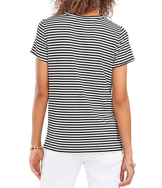 Vince Camuto Striped Crew Neck Short Sleeve Knit Tee Shirt Product Image