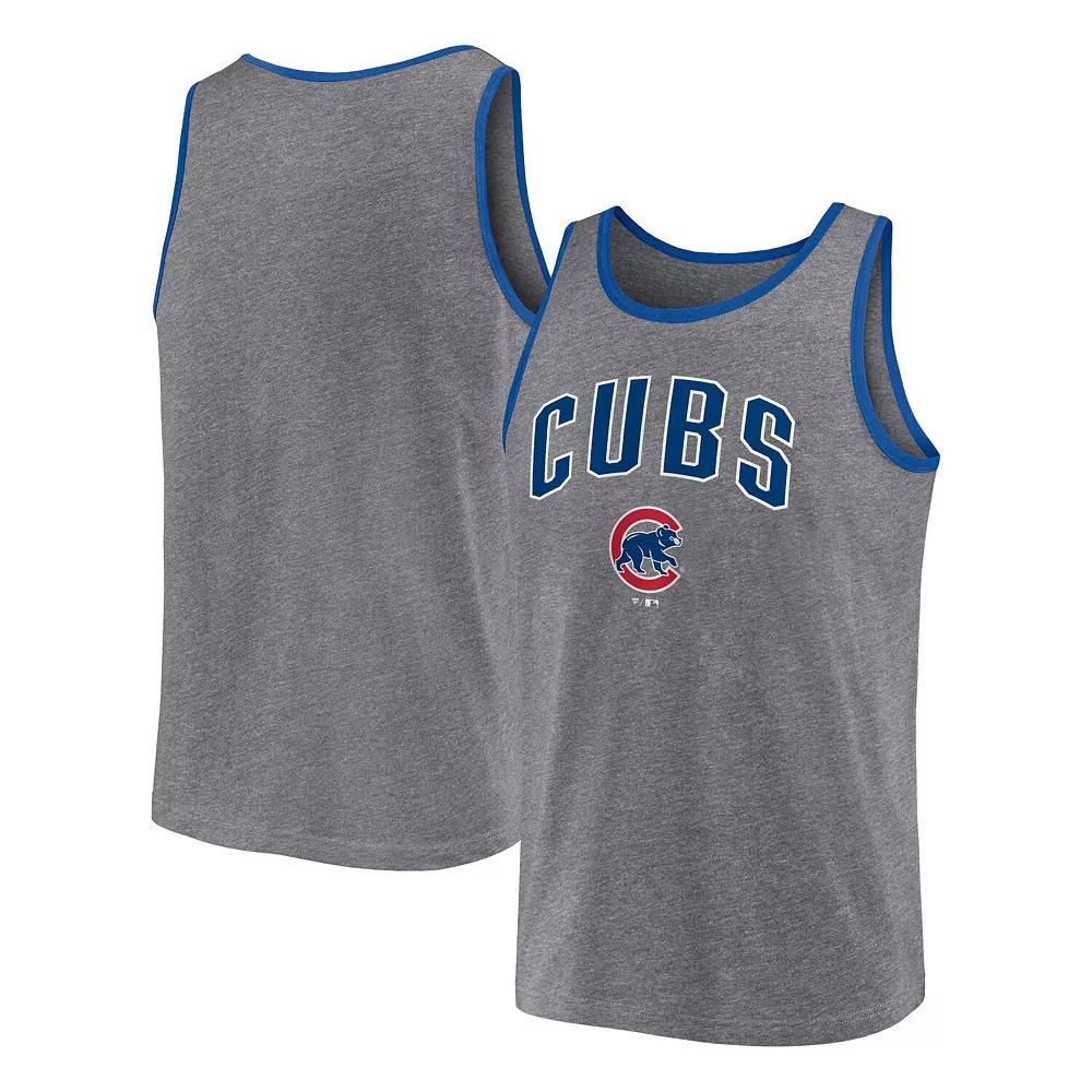 Men's Fanatics Branded Heather Gray Chicago Cubs Primary Tank Top,  Product Image