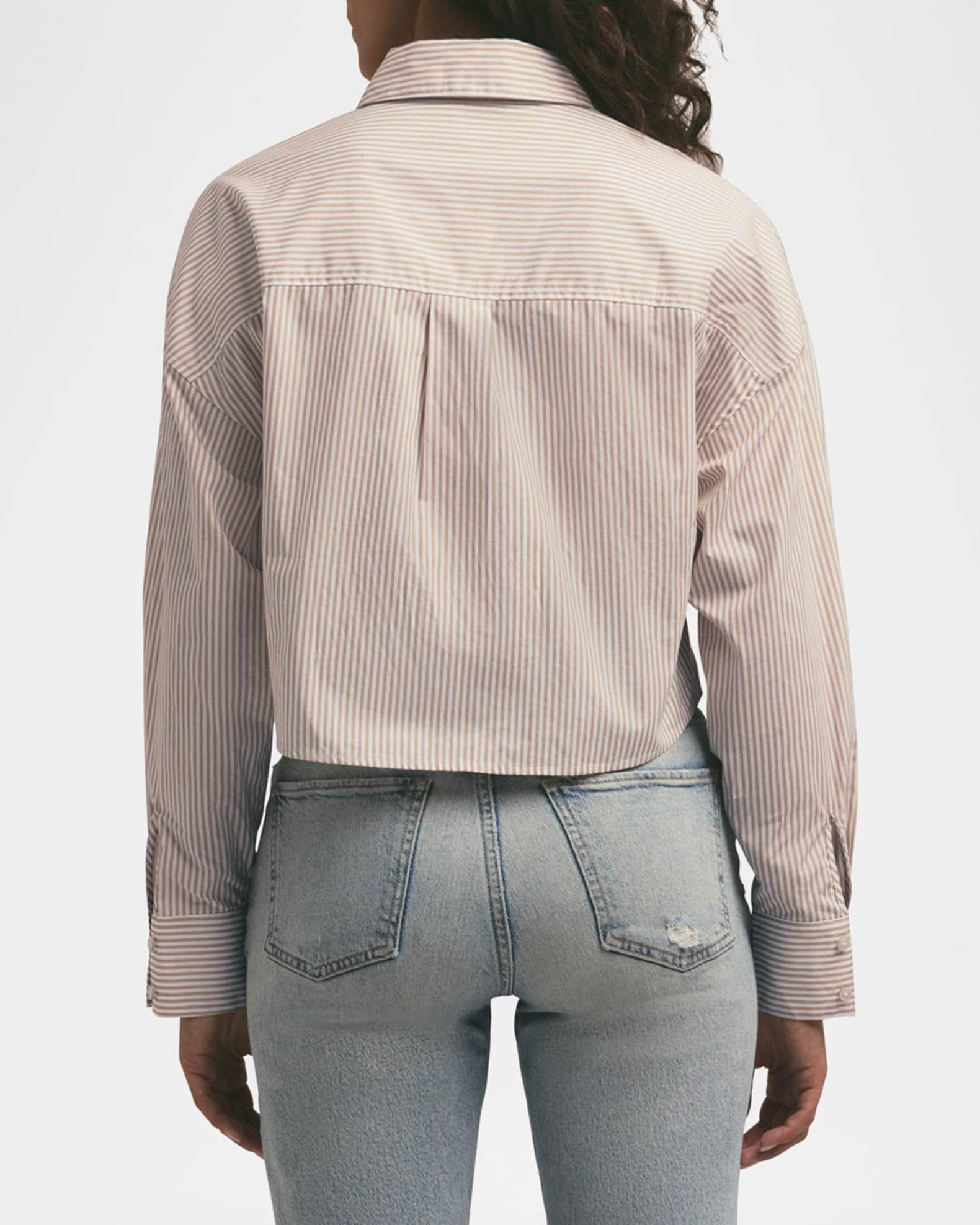 Striped Cropped Ex-Boyfriend Shirt Product Image