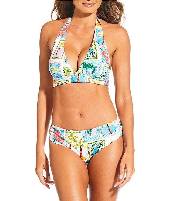 Gibson & Latimer Destination Vacation Banded Triangle Halter Swim Top Product Image