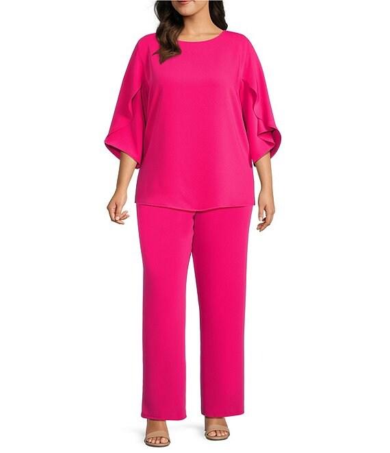 Caroline Rose Plus Size Matte Crepe Pull-On Straight Leg Pants Product Image