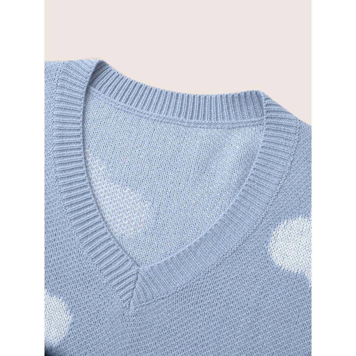 Plus Size Blue Sky White Clouds V Neck Pullover Stone Women Casual Long Sleeve V-neck Everyday Pullovers BloomChic 30/6X Product Image